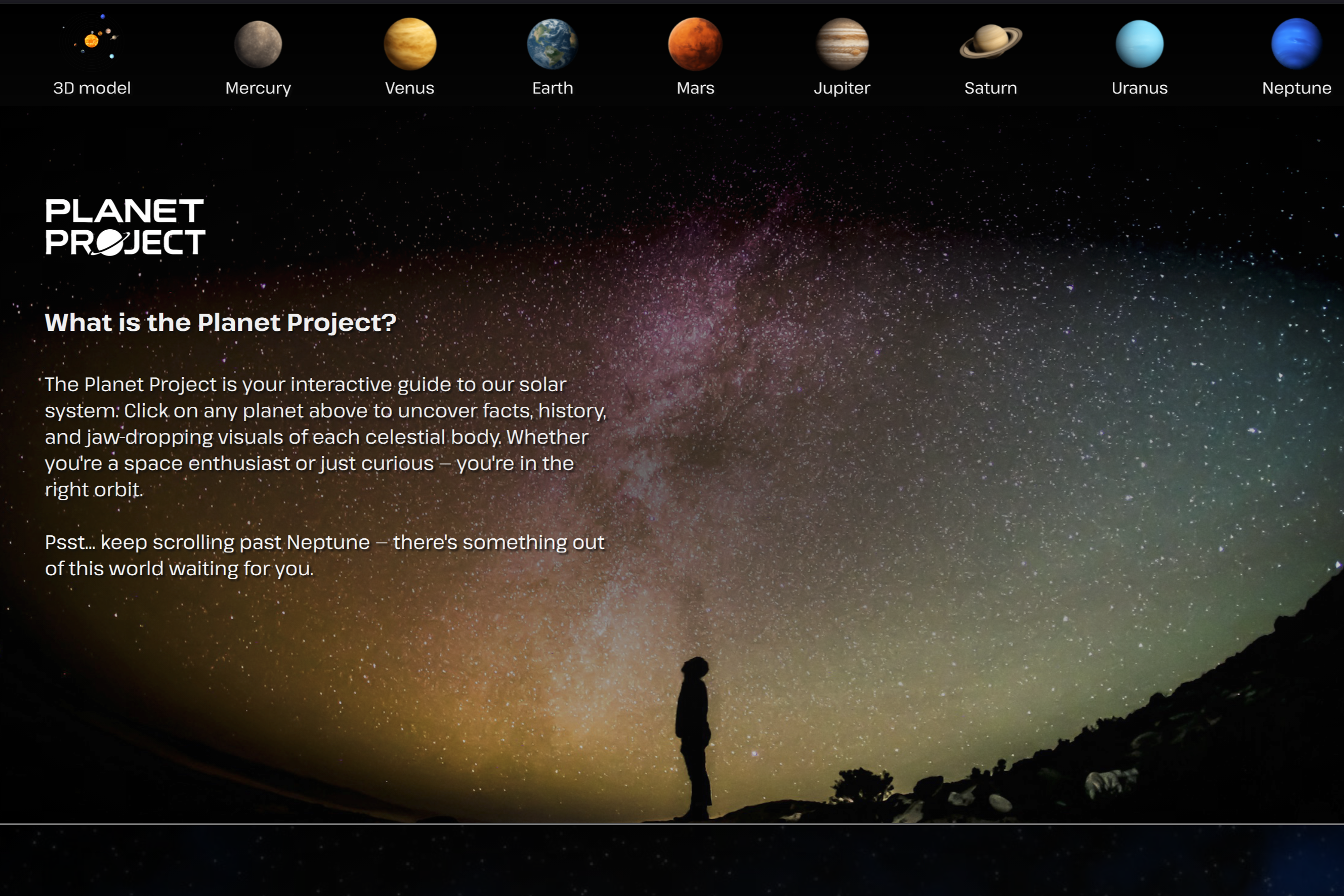 screenshot of the Planet Explorer project
